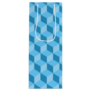 BRIGHT BLUE GEOMETRIC CUBE PATTERS WIJN CADEAUTAS