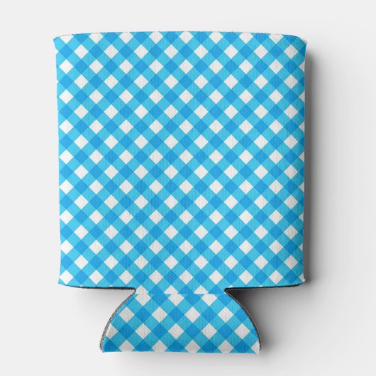 Bright Blue Gingham Custom Text Blikjeskoeler (Achterkant)