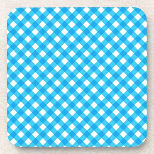 Bright Blue Gingham Pattern Bier Onderzetter (Voorkant)