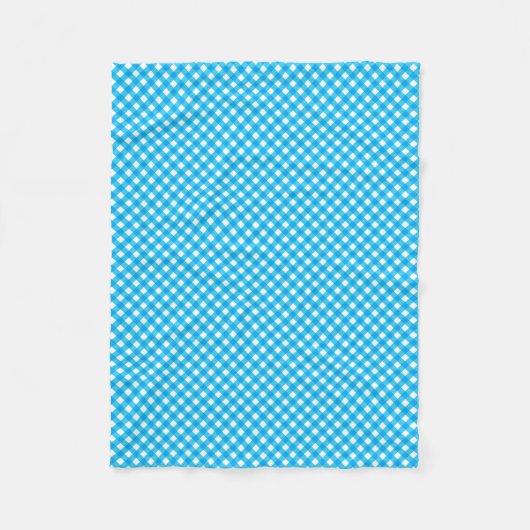 Bright Blue Gingham Pattern Fleece Deken (Voorkant)