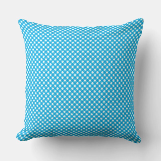 Bright Blue Gingham Pattern Kussen (Voorkant)