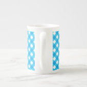 Bright Blue Gingham Pattern Porselein Kop (Achterkant)