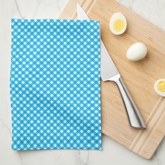 Bright Blue Gingham Pattern Theedoek (Quarter Fold)