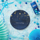 Bright Blue & Gold Starry Celestial Party Papieren Bordje (Feest)