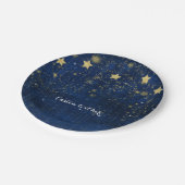Bright Blue & Gold Starry Celestial Party Papieren Bordje (Gekanteld)