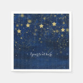 Bright Blue Gold Starry Hemelse grillige partij Servet (Voorkant)