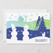 Bright Blue Green Snowmen Company Logo Kaart (Voorkant)
