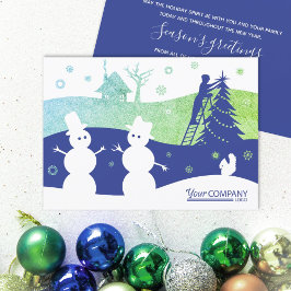 Bright Blue Green Snowmen Company Logo Kaart
