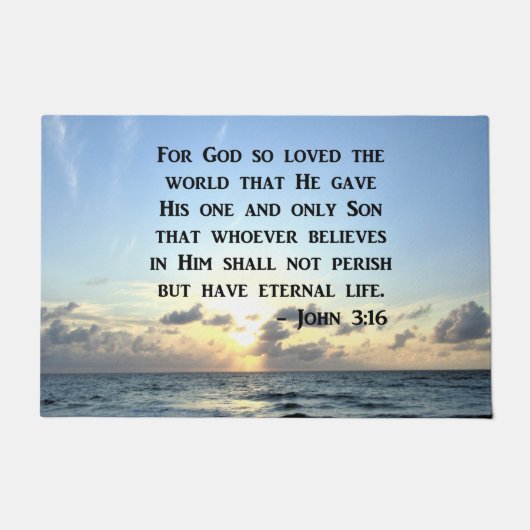 BRIGHT BLUE JOHN 3:16 OCEAN FOTO DESIGN DEURMAT (Voorkant)