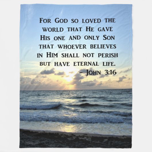 BRIGHT BLUE JOHN 3:16 OCEAN FOTO DESIGN FLEECE DEKEN (Voorkant)