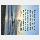 BRIGHT BLUE JOHN 3:16 OCEAN FOTO DESIGN FLEECE DEKEN (Voorkant (Horizontaal))