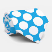 Bright Blue Jumbo Polka Dots Custom Necktie Stropdas (Opgerold)