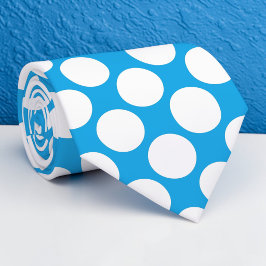 Bright Blue Jumbo Polka Dots Custom Necktie Stropdas