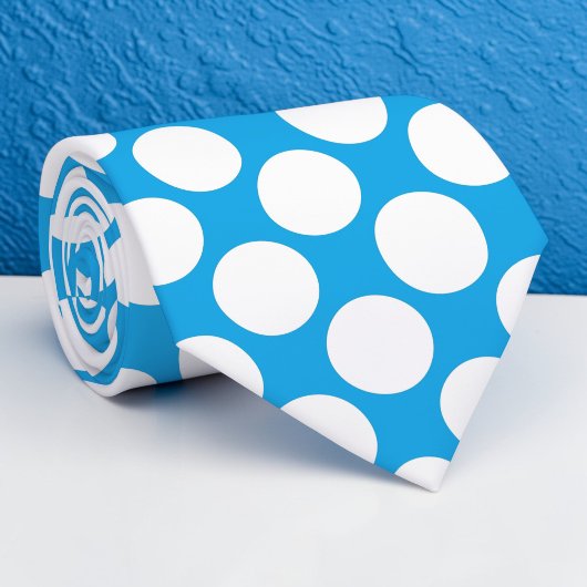 Bright Blue Jumbo Polka Dots Custom Necktie Stropdas