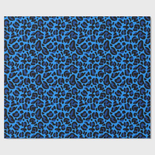 Bright Blue Leopard Print Cheetah Spots Cadeaupapier (Vlak)