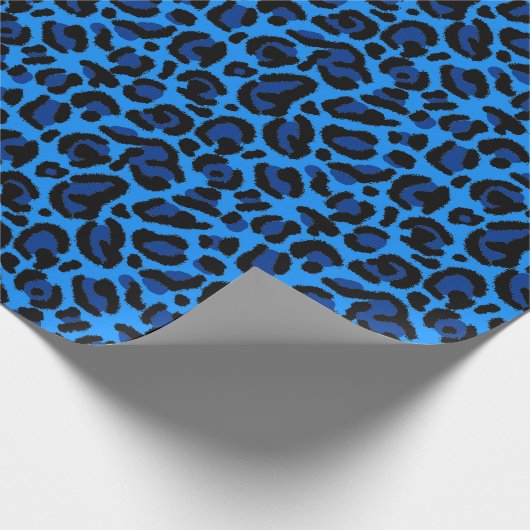 Bright Blue Leopard Print Cheetah Spots Cadeaupapier (Hoek)