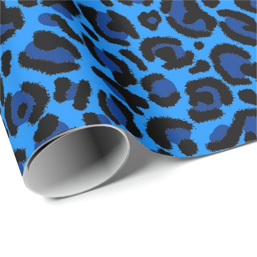 Bright Blue Leopard Print Cheetah Spots Cadeaupapier (Rol Hoek)