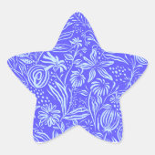 Bright blue-Lilac floral pattern Ster Sticker (Voorkant)