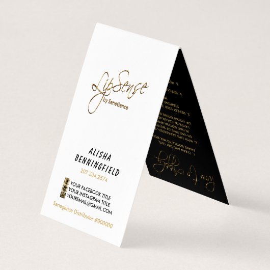 Bright Blue Lips & Gold Confetti Instructies Visitekaartje (Achterkant)