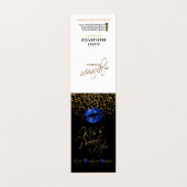 Bright Blue Lips & Gold Confetti Instructies Visitekaartje (Buitenkant ongevouwen)