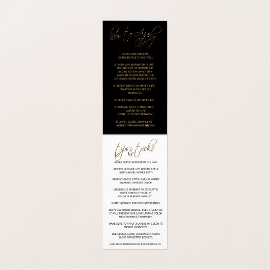 Bright Blue Lips & Gold Confetti Instructies Visitekaartje (Binnenkant ongevouwen)