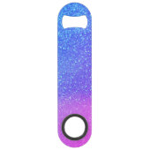 Bright Blue Magenta Sparkly Glitter Ombre Monogram Speed Flessenopener (Achterkant)