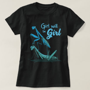 Bright Blue Mantis Illustratie met leuke zin T-shirt