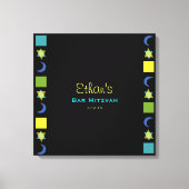 BRIGHT BLUE MITZVAH Bat Bar Mitzvah Inloggen Board Canvas Afdruk (Voorkant)