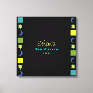 BRIGHT BLUE MITZVAH Bat Bar Mitzvah Inloggen Board Canvas Afdruk