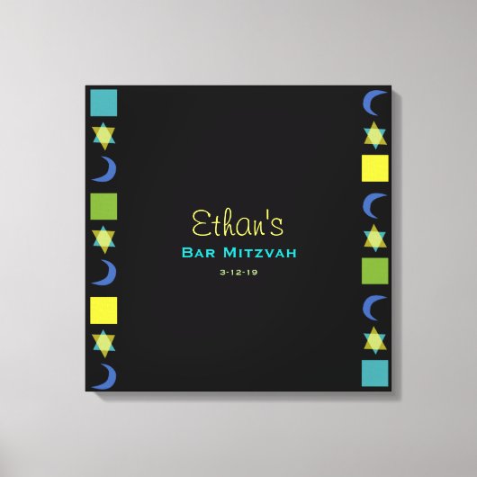 BRIGHT BLUE MITZVAH Bat Bar Mitzvah Inloggen Board Canvas Afdruk (Voorkant)