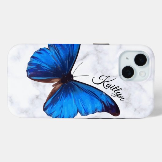 Bright Blue Morpho Butterfly | Aangepaste telefoon Case-Mate iPhone Case (Achterkant (horizontaal))