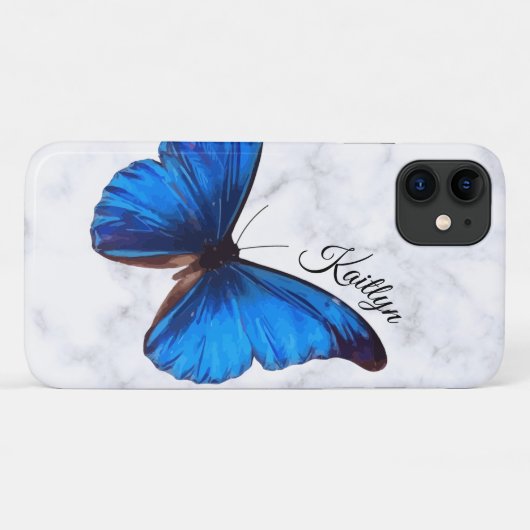 Bright Blue Morpho Butterfly | Aangepaste telefoon Case-Mate iPhone Case (Achterkant (horizontaal))