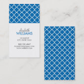 Bright Blue Morrocan Quatrefoil Patroon Visitekaartje (Voorkant / Achterkant)