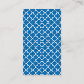 Bright Blue Morrocan Quatrefoil Patroon Visitekaartje (Achterkant)
