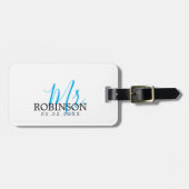 Bright Blue Mr. & Mrs. bagagelabel "Achternaam" (Voorkant horizontaal)