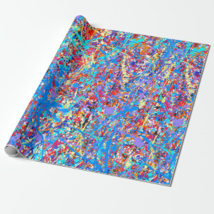 Bright Blue Paint Splatter Abstract Cadeaupapier