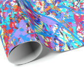 Bright Blue Paint Splatter Abstract Cadeaupapier (Rol Hoek)