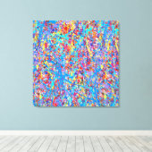 Bright Blue Paint Splatter Abstract Canvas Afdruk (Insitu (Houten vloer))