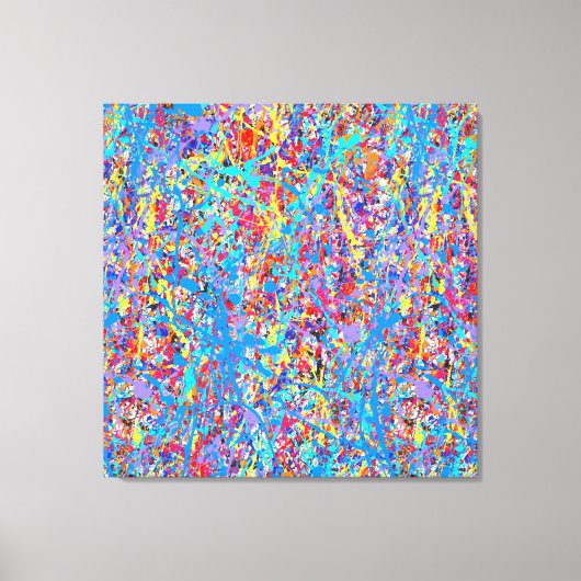 Bright Blue Paint Splatter Abstract Canvas Afdruk (Voorkant)