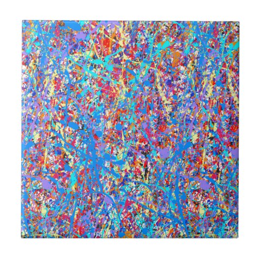 Bright Blue Paint Splatter Abstract Tegeltje (Voorkant)