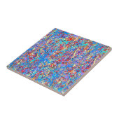 Bright Blue Paint Splatter Abstract Tegeltje (Zijkant)