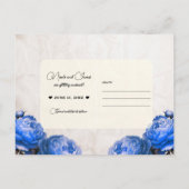 Bright Blue Peony Flowers  Save the Date Aankondigingskaart (Achterkant)