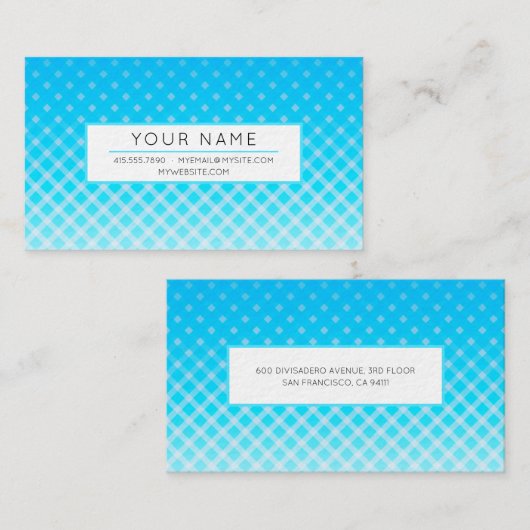 Bright Blue Plaid Visitekaartje (Voorkant / Achterkant)