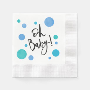 Bright Blue Polka Dot Baby shower Napkins Servetten