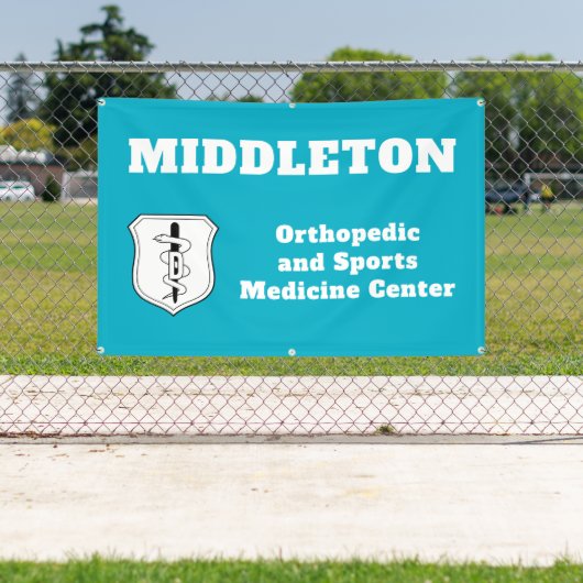 Bright Blue Promotional Business Banner with Logo (Insitu)