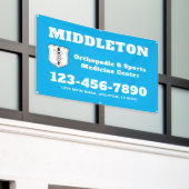 Bright Blue Promotional Business Banner with Logo (Buitenkant Gebouw)