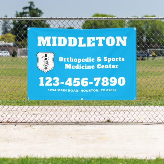 Bright Blue Promotional Business Banner with Logo (Insitu)