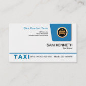 Bright Blue Pull-down Tab Taxi Service Visitekaartje (Voorkant)