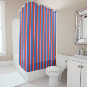 Bright Blue Red Pink Retro Stripe Pattern Douchegordijn (In situ)