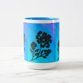 Bright Blue Roos Silhouette Art 15 oz. koffie-Mok Tweekleurige Koffiemok (Center)